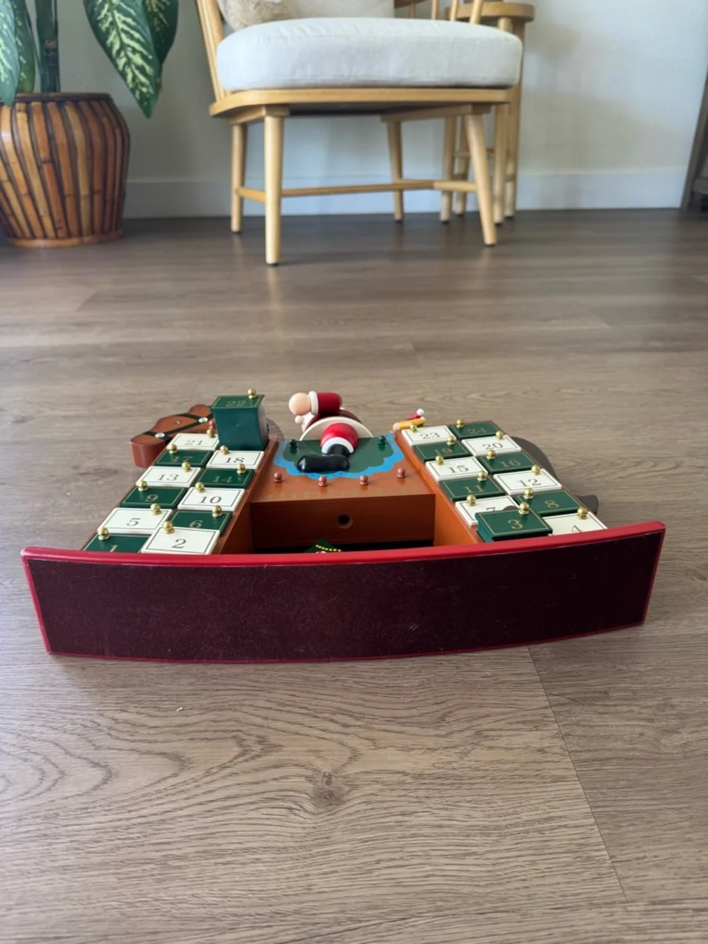 Costco Christmas Wooden Rocking Horse Santa Advent Calendar With Toys-FLAWED